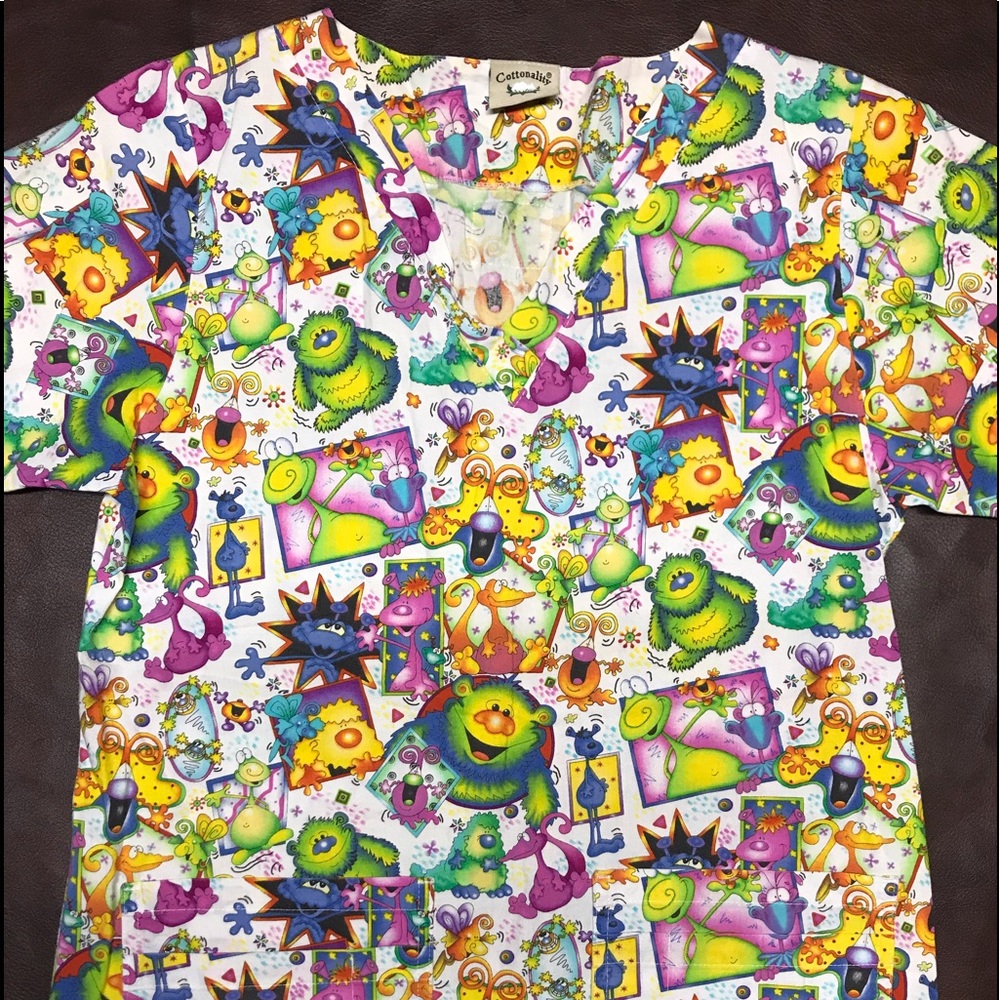 Cottonality Uniform Scrub Top Size Small